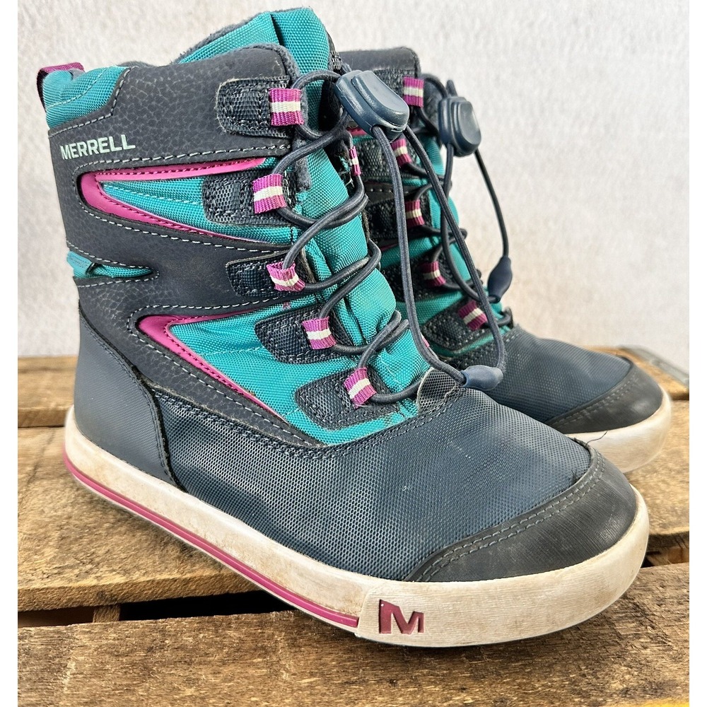 Merrell Kid’s Snow Winter Boots Bank 3.0 Waterproof Aqua Blue Sz 1 M